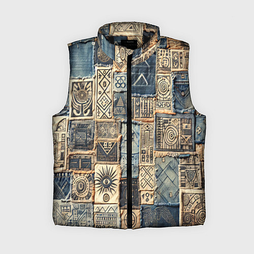 Женский жилет Татуировки племени майя пэчворк / 3D-Черный – фото 1