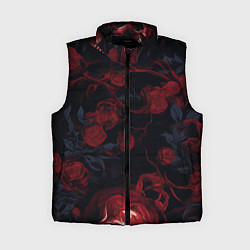 Женский жилет Черепа и алые розы