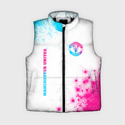 Женский жилет Manchester United neon gradient style вертикально, цвет: 3D-черный