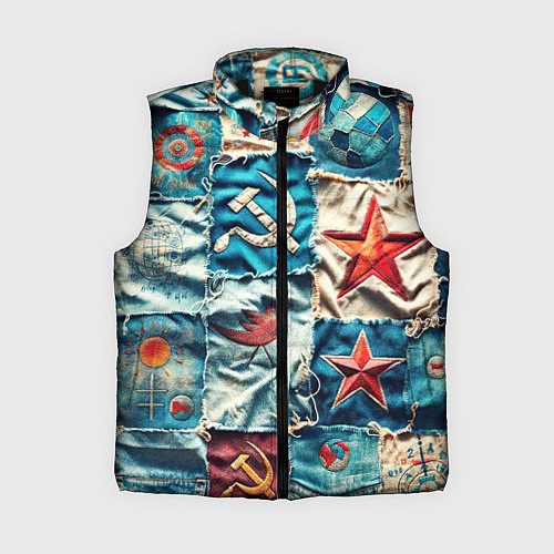 Женский жилет Пэчворк джинсы из СССР / 3D-Черный – фото 1