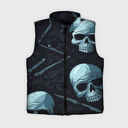 Женский жилет Черепа и ножи / 3D-Черный – фото 1