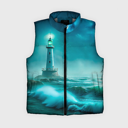 Женский жилет Белый маяк и ночной шторм / 3D-Светло-серый – фото 1