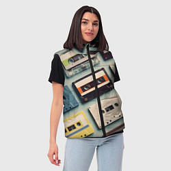 Женский жилет Ретро аудио кассеты, цвет: 3D-черный — фото 2