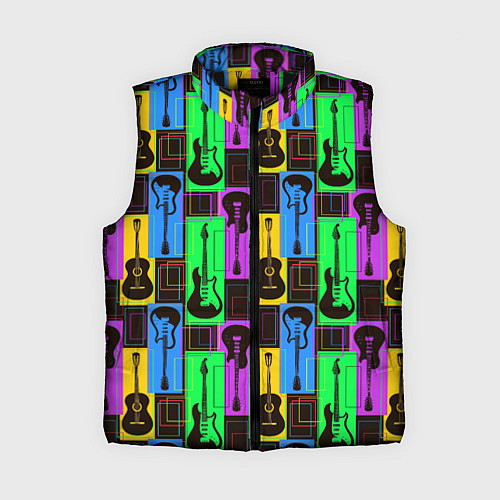 Женский жилет Красочные гитары / 3D-Черный – фото 1