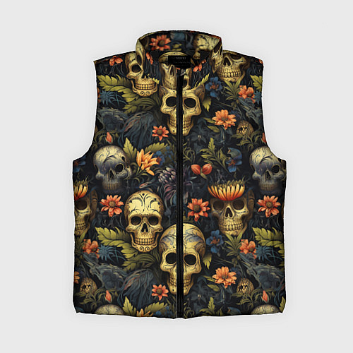 Женский жилет Осень и черепа / 3D-Черный – фото 1