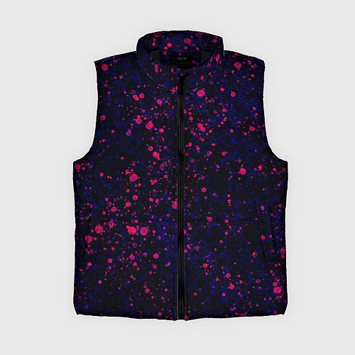 Женский жилет Абстракция чёрно-синий с розовыми кляксами / 3D-Черный – фото 1