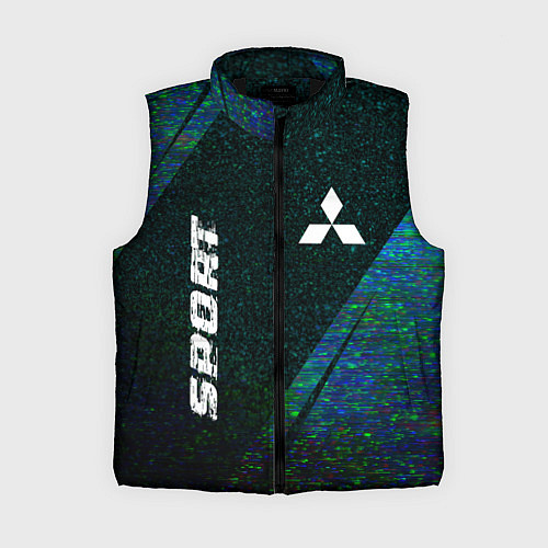 Женский жилет Mitsubishi sport glitch blue / 3D-Черный – фото 1