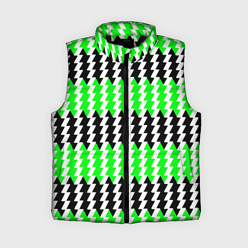 Женский жилет Вертикальные чёрно-зелёные полосы / 3D-Черный – фото 1