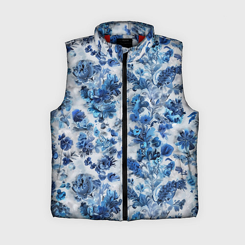 Женский жилет Цветочный сине-голубой узор / 3D-Красный – фото 1