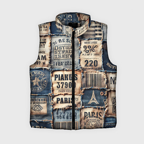 Женский жилет Пэчворк джинсы из Парижа / 3D-Светло-серый – фото 1