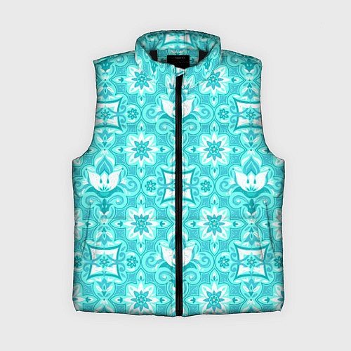 Женский жилет Бирюзовая цветочная геометрия / 3D-Черный – фото 1