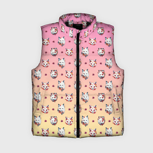 Женский жилет Белые лисята / 3D-Черный – фото 1