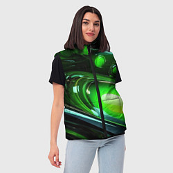Женский жилет Зеленая кислотная яркая неоновая абстракция, цвет: 3D-черный — фото 2