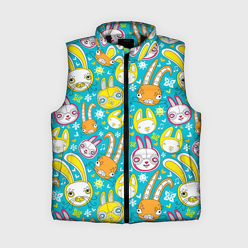 Женский жилет Разноцветные зайцы / 3D-Черный – фото 1
