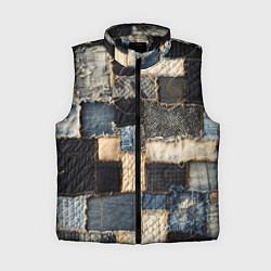 Женский жилет Заплатки пэчворк на джинсе