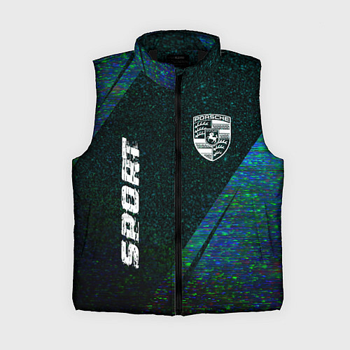 Женский жилет Porsche sport glitch blue / 3D-Черный – фото 1