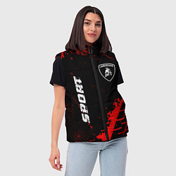 Женский жилет Lamborghini red sport tires, цвет: 3D-черный — фото 2