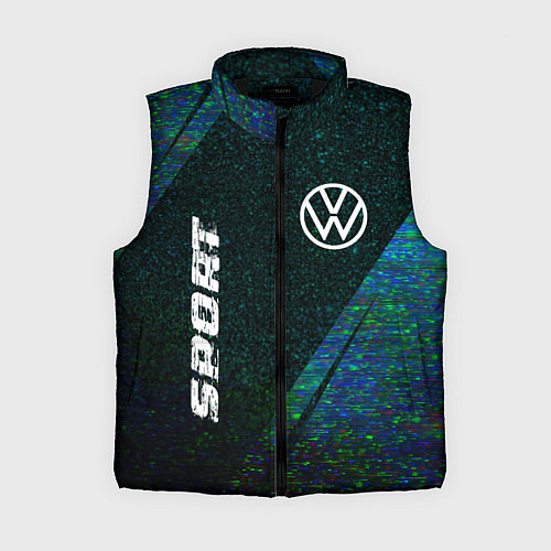 Женский жилет Volkswagen sport glitch blue / 3D-Черный – фото 1