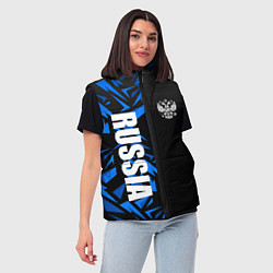 Женский жилет Россия - синяя абстракция, цвет: 3D-светло-серый — фото 2