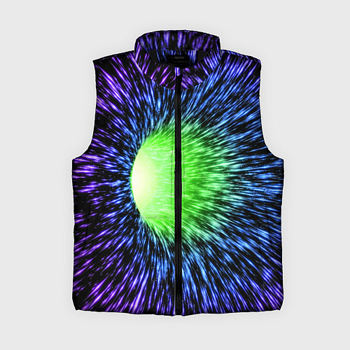 Женский жилет Червоточина - градиентные лучи со свечением / 3D-Черный – фото 1