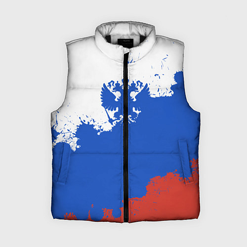 Женский жилет Российский триколор и герб / 3D-Черный – фото 1
