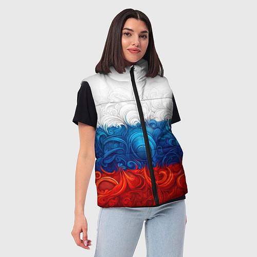 Женский жилет Орнамент триколор / 3D-Красный – фото 3