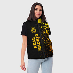 Женский жилет Real Madrid - gold gradient по-вертикали, цвет: 3D-черный — фото 2