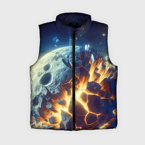 Женский жилет Взрыв планеты - космос от нейросети / 3D-Черный – фото 1