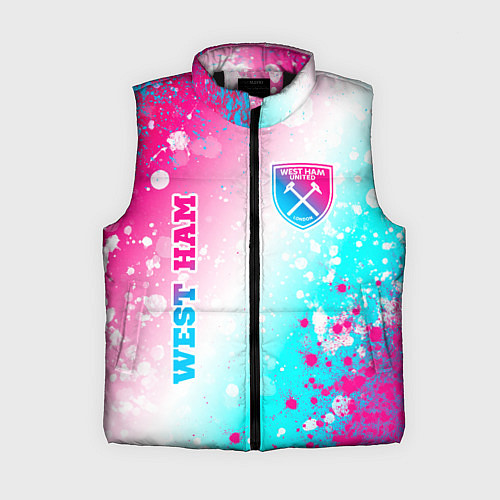 Женский жилет West Ham neon gradient style вертикально / 3D-Черный – фото 1