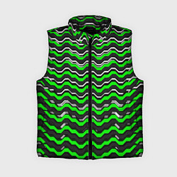 Женский жилет Белые и зелёные полосы на чёрном фоне