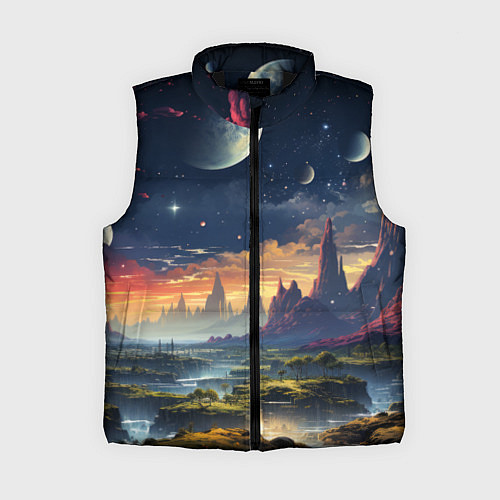 Женский жилет Космический фантазийный мир на другой планете / 3D-Черный – фото 1