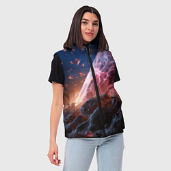 Женский жилет Абстрактная пирамида космическая, цвет: 3D-черный — фото 2