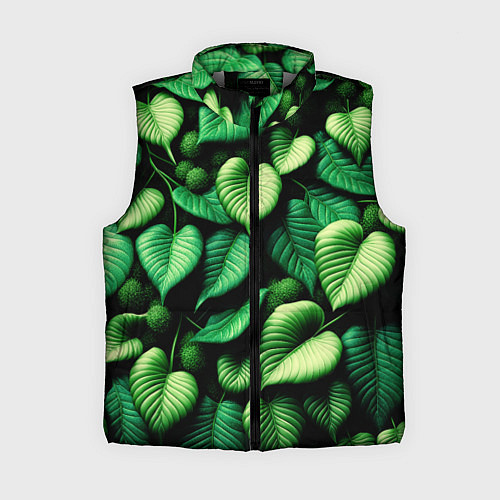 Женский жилет Зеленые листья и мох / 3D-Светло-серый – фото 1