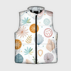 Женский жилет Листья и узоры, цвет: 3D-черный