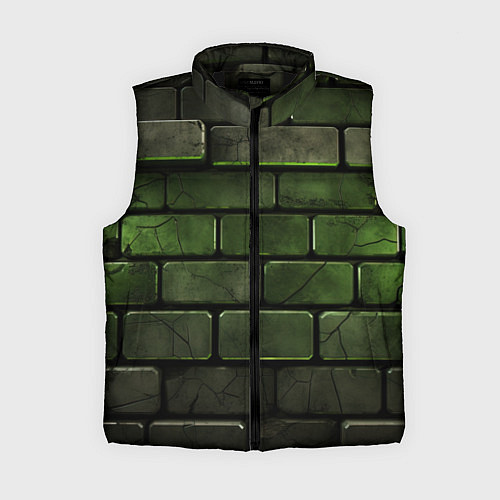 Женский жилет Зеленые неоновые кирпичи / 3D-Черный – фото 1