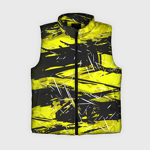 Женский жилет Yellow geometry - спортивный узор / 3D-Черный – фото 1