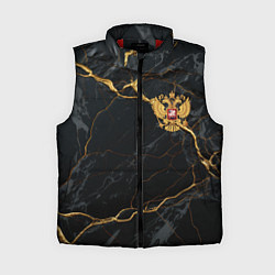 Женский жилет Золотой герб России на черно-золотой текстуре