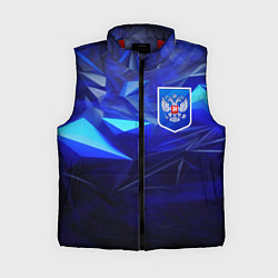 Женский жилет Герб России на синей абстракции, цвет: 3D-красный