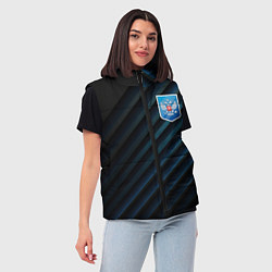 Женский жилет Синяя абстракция и герб России, цвет: 3D-светло-серый — фото 2