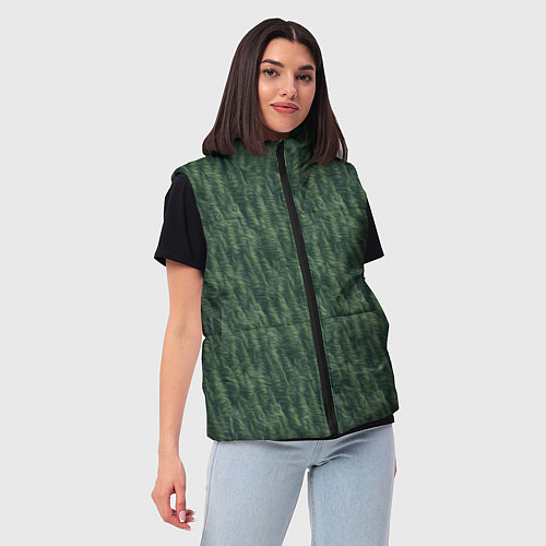 Женский жилет Зеленые клубы шерсти / 3D-Светло-серый – фото 3