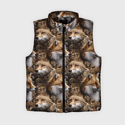 Женский жилет Лакшери паттерн с золотыми лисицами / 3D-Черный – фото 1