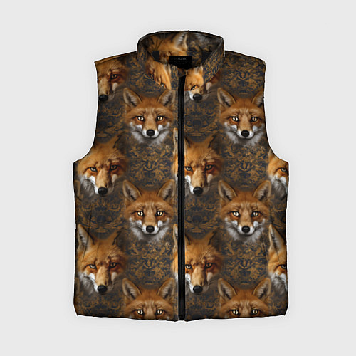 Женский жилет Лакшери паттерн с золотыми лисицами / 3D-Черный – фото 1
