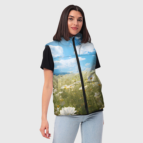 Женский жилет Ромашковое поле / 3D-Красный – фото 3