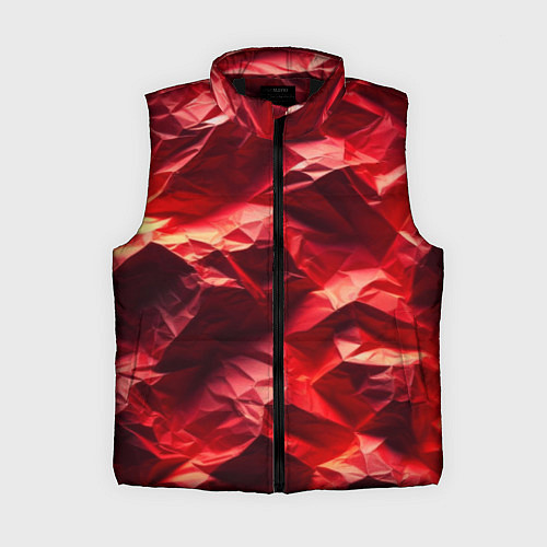 Женский жилет Эффект текстуры мятой красной бумаги / 3D-Черный – фото 1