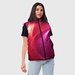 Женский жилет Красно-розовый энергетический хаос волн, цвет: 3D-красный — фото 2