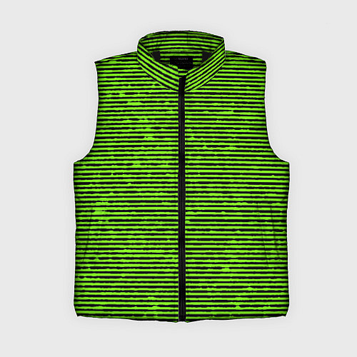 Женский жилет Чёрно-салатовый полосатый / 3D-Черный – фото 1