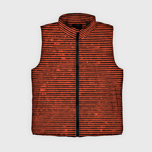 Женский жилет Чёрно-оранжевый полосатый / 3D-Черный – фото 1