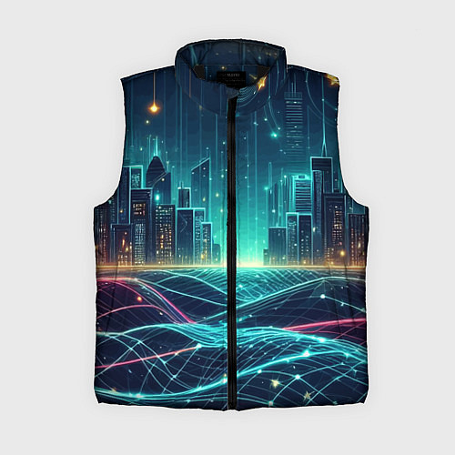 Женский жилет Metropolis - vaporwave neon glow / 3D-Черный – фото 1