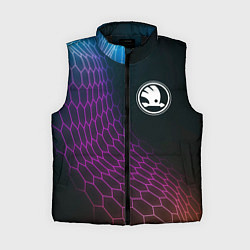 Женский жилет Skoda neon hexagon, цвет: 3D-черный
