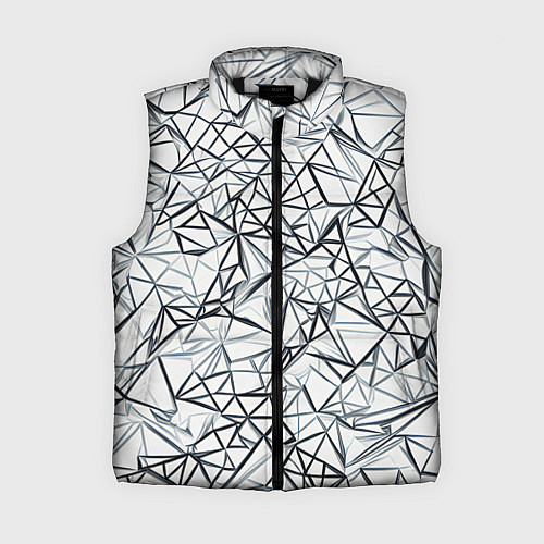 Женский жилет Чёрные хаотичные линии на белом фоне / 3D-Черный – фото 1